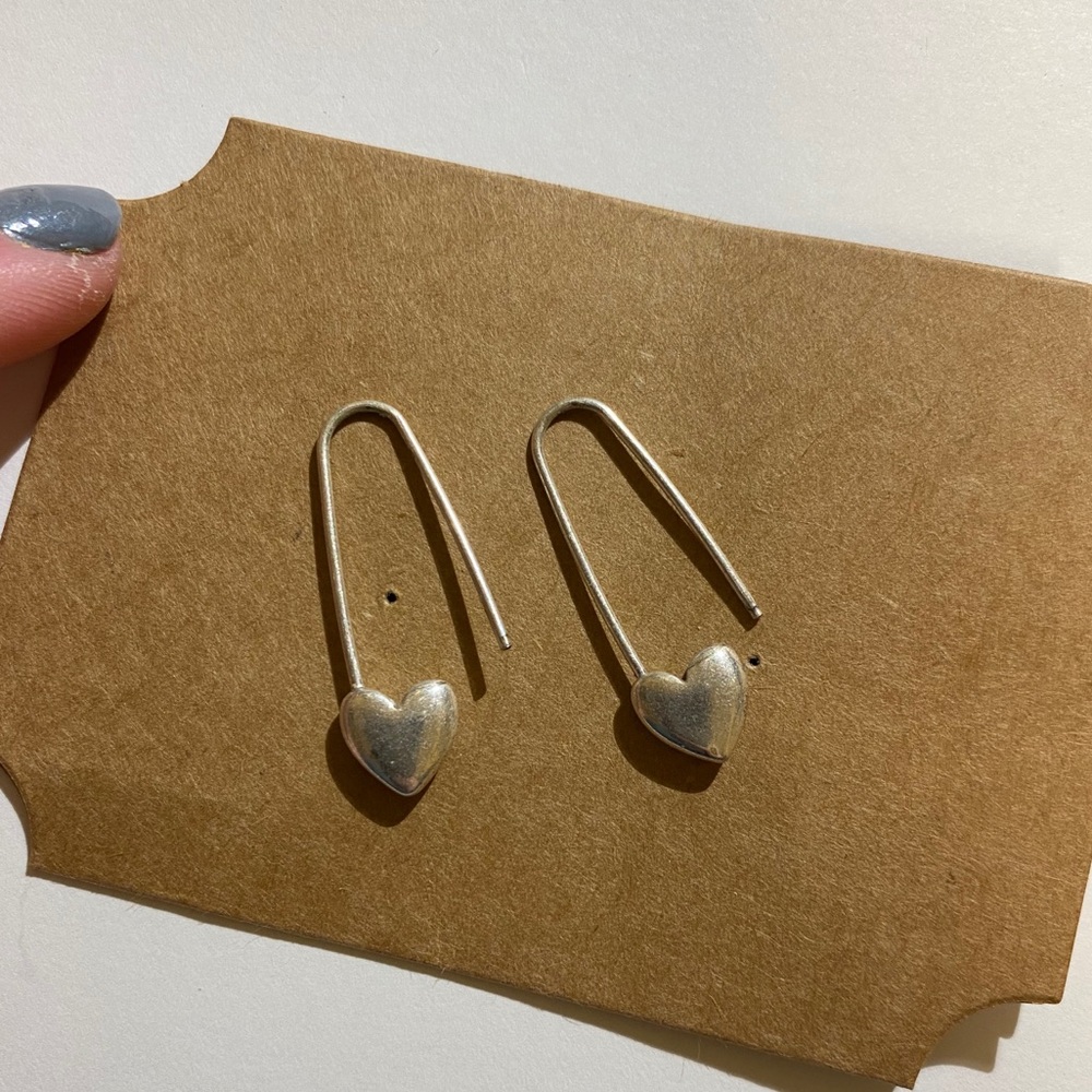 Lucky Brand Heart Safety Pin Earrings